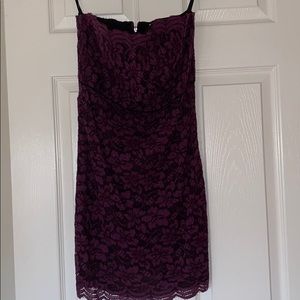 Purple with black lining lace strapless dress